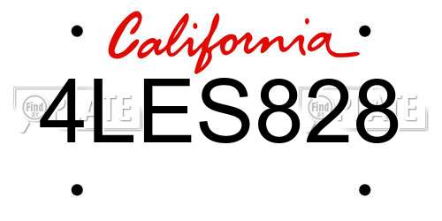 4LES828 California License Plate