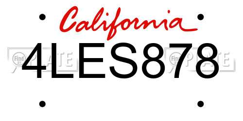 4LES878 California License Plate