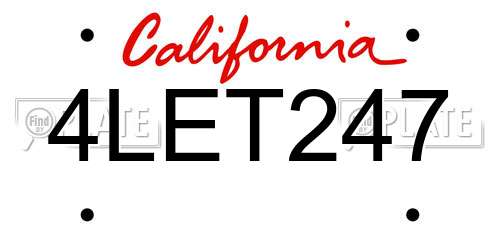 4LET247 California License Plate