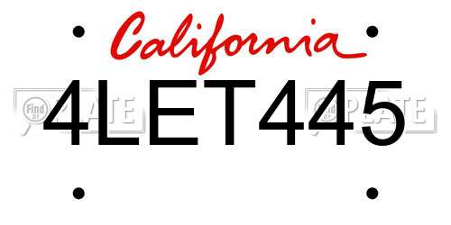 4LET445 California License Plate
