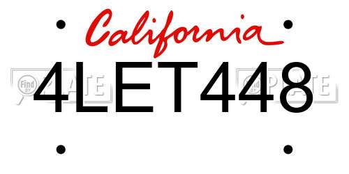 4LET448 California License Plate