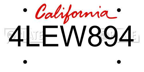 4LEW894 California License Plate