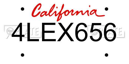 4LEX656 California License Plate