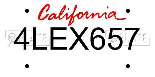 4LEX657 California License Plate