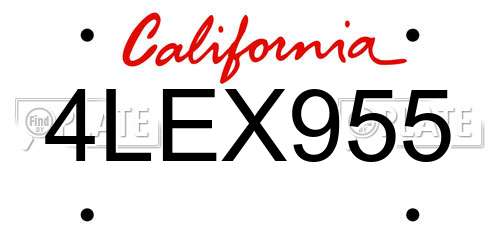 4LEX955 California License Plate