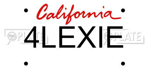 4LEXIE California License Plate