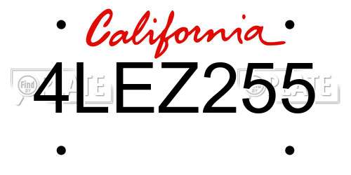 4LEZ255 California License Plate