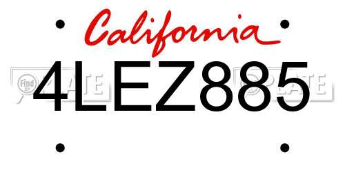 4LEZ885 California License Plate