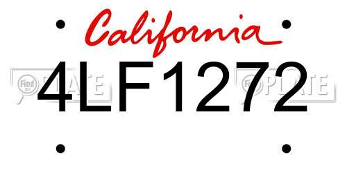 4LF1272 California License Plate