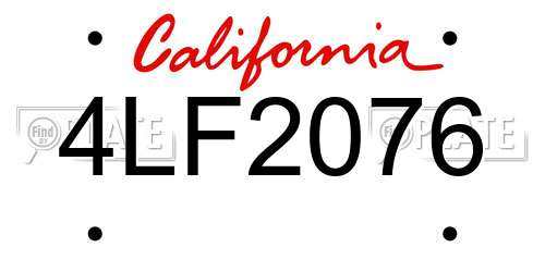 4LF2076 California License Plate