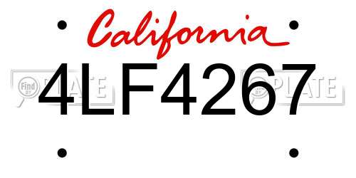 4LF4267 California License Plate