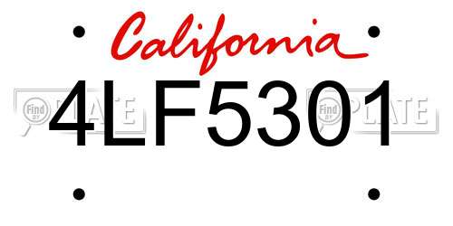 4LF5301 California License Plate
