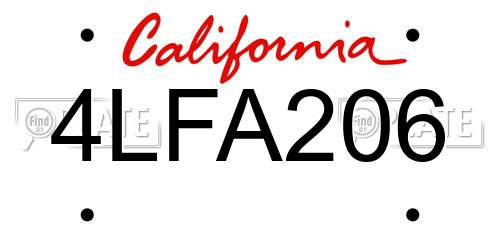 4LFA206 California License Plate