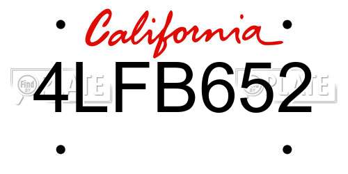 4LFB652 California License Plate