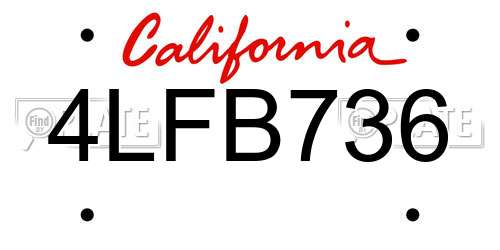 4LFB736 California License Plate