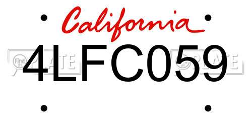 4LFC059 California License Plate