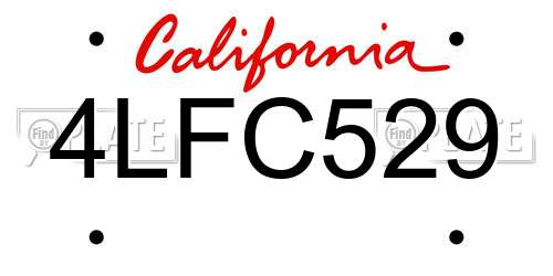 4LFC529 California License Plate