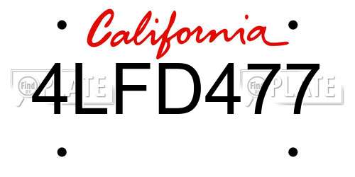 4LFD477 California License Plate