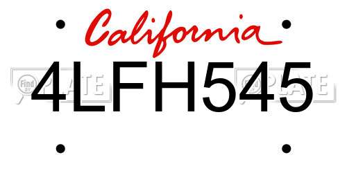 4LFH545 California License Plate