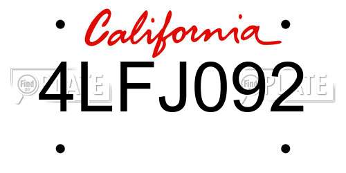 4LFJ092 California License Plate