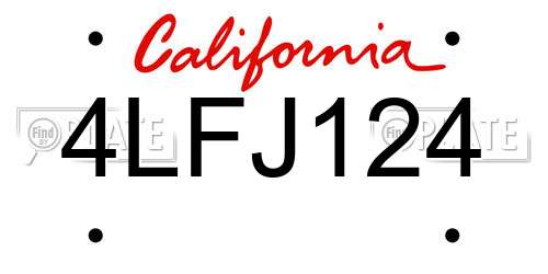 4LFJ124 California License Plate
