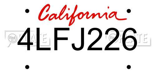 4LFJ226 California License Plate