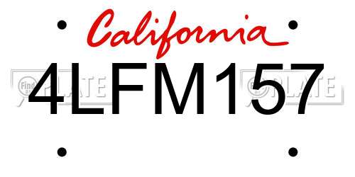 4LFM157 California License Plate