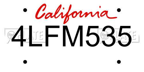 4LFM535 California License Plate