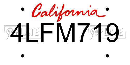 4LFM719 California License Plate