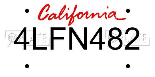 4LFN482 California License Plate