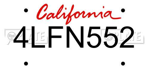 4LFN552 California License Plate