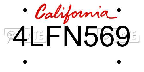 4LFN569 California License Plate