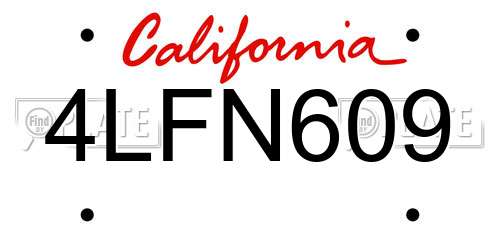 4LFN609 California License Plate