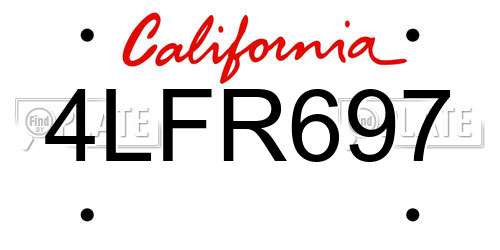4LFR697 California License Plate