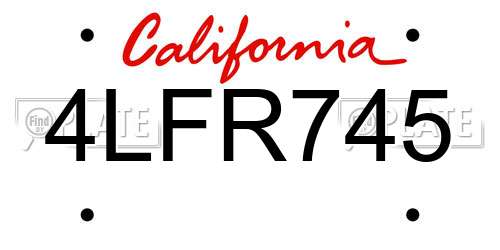 4LFR745 California License Plate