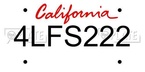 4LFS222 California License Plate