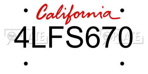 4LFS670 California License Plate