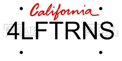 4LFTRNS California License Plate