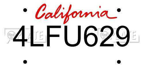 4LFU629 California License Plate