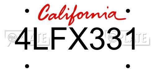 4LFX331 California License Plate