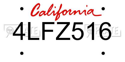 4LFZ516 California License Plate