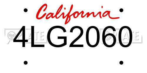 4LG2060 California License Plate