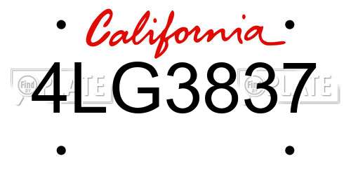4LG3837 California License Plate