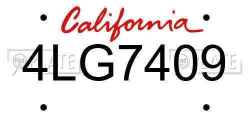 4LG7409 California License Plate