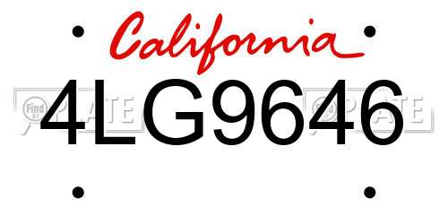 4LG9646 California License Plate