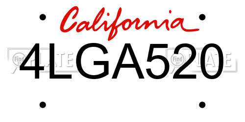4LGA520 California License Plate