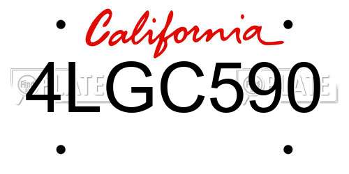 4LGC590 California License Plate