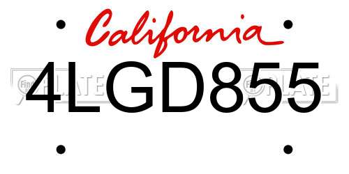 4LGD855 California License Plate