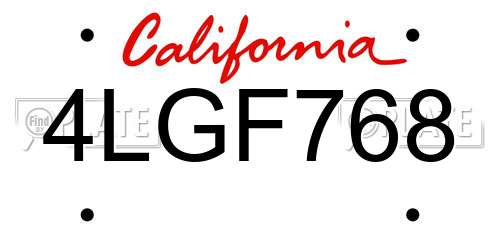 4LGF768 California License Plate