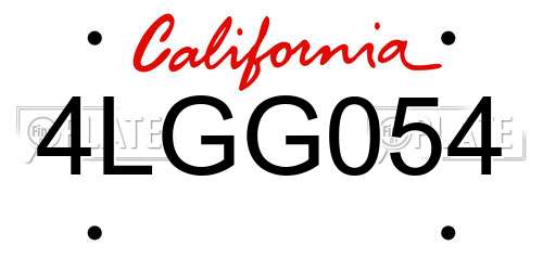 4LGG054 California License Plate
